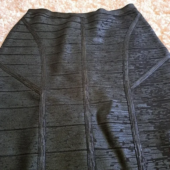 ALBERTO MAKALI Black Metallic Bandage Bodycon Midi Skirt With‎ Zipper Size M - Picture 5 of 7